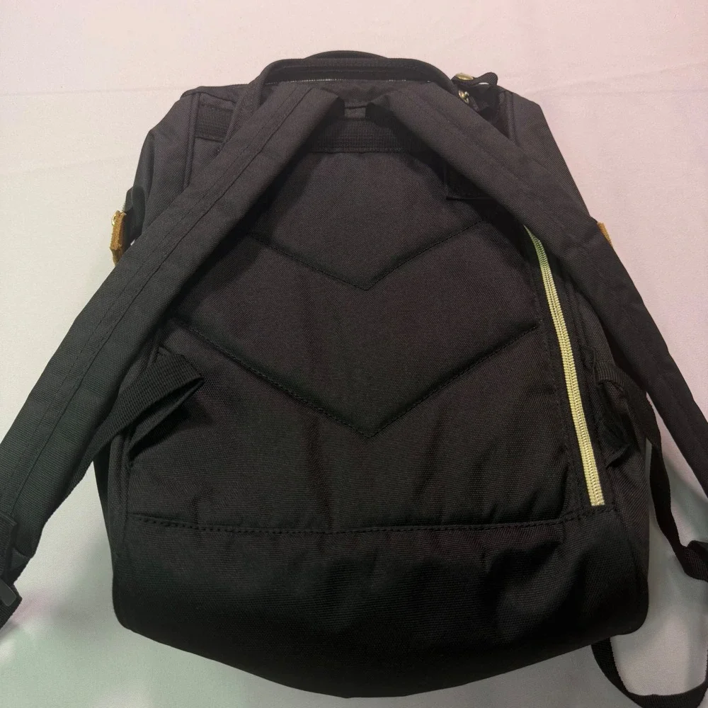 Anello Black Canvas Wide Mouth Backpack Gold Zip Shoulder Bag Pocket Philippines